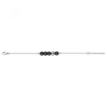 Bracelet souple mono-motif en Acier 316L et céramique - blanc brillant