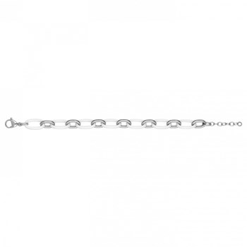 Bracelet souple multi-motifs en Acier 316L et céramique - blanc brillant
