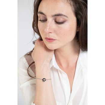 Bracelet souple mono-motif en Acier 316L et céramique - blanc brillant