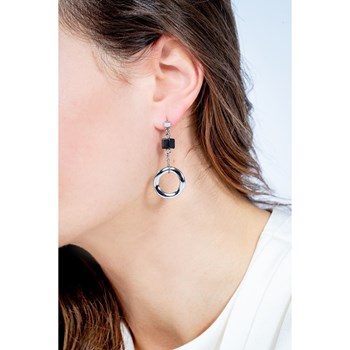 Boucles d'oreilles pendantes en Acier 316L et céramique - blanc brillant