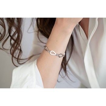 Bracelet souple multi-motifs en Acier 316L et céramique - blanc brillant