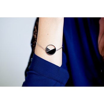Bracelet souple mono-motif en Acier 316L et céramique - blanc brillant