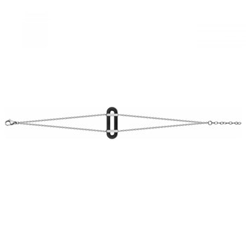 Bracelet souple mono-motif en Acier 316L et céramique - blanc brillant