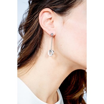 Boucles d'oreilles pendantes en Acier 316L et céramique - blanc brillant