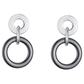 Boucles d'oreilles pendantes en Acier 316L et céramique - blanc brillant