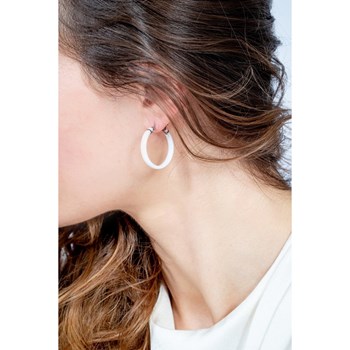 Créoles en Acier 316L et céramique - blanc brillant