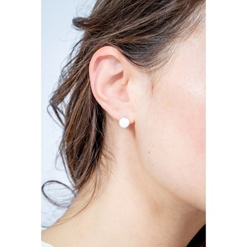 Boucles d'oreilles clous en Acier 316L et céramique - blanc brillant