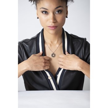 Collier mono-motif en Acier 316L et céramique - blanc brillant