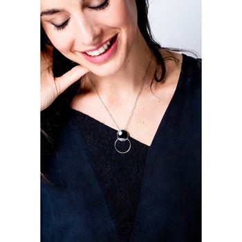 Collier mono-motif en Acier 316L et céramique - blanc brillant