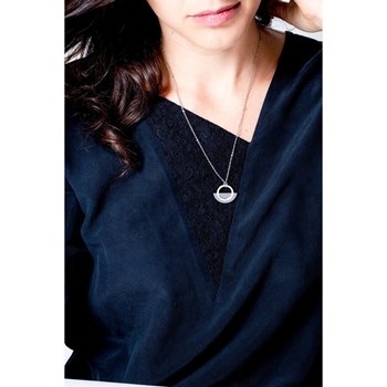 Collier mono-motif en Acier 316L et céramique - blanc brillant