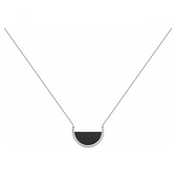 Collier mono-motif en Acier 316L et céramique - blanc brillant
