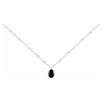 Collier mono-motif en Acier 316L et céramique - blanc brillant
