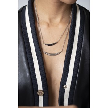 Collier multi-chaînes en Acier 316L et céramique - blanc brillant