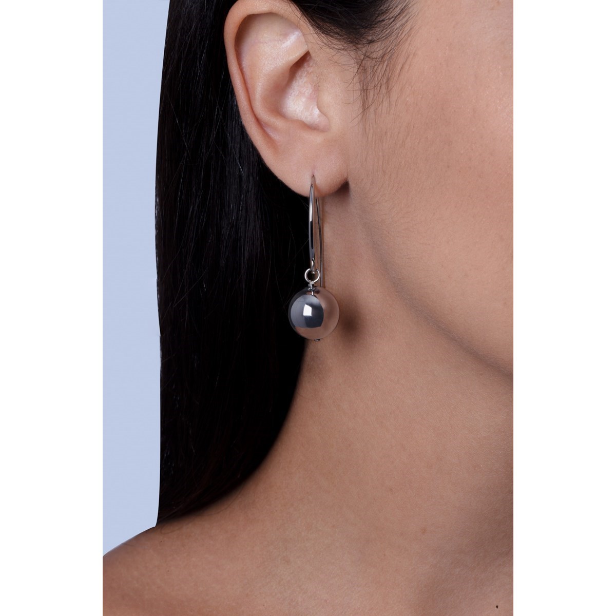 Boucles d'oreilles pendantes en Acier 316L - blanc brillant - vue 2