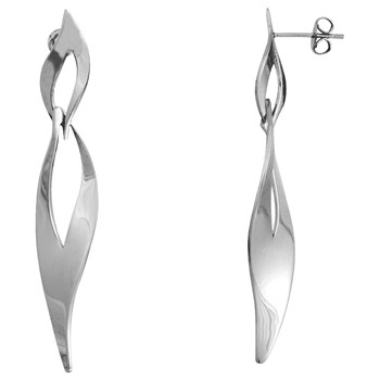 Boucles d'oreilles pendantes en Acier 316L - blanc brillant