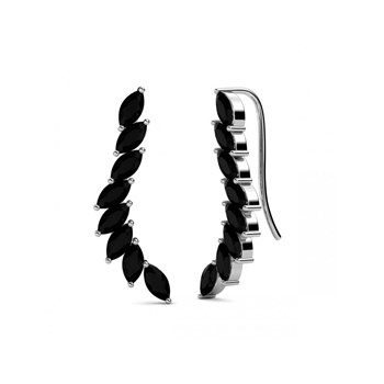 Clematis Earrings - Silver and Black