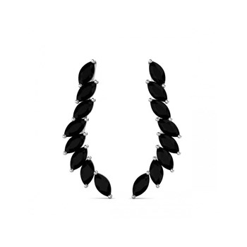 Clematis Earrings - Silver and Black