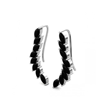 Clematis Earrings - Silver and Black