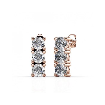 Earrings Tri - Rose Gold and Crystal