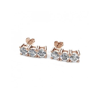 Earrings Tri - Rose Gold and Crystal