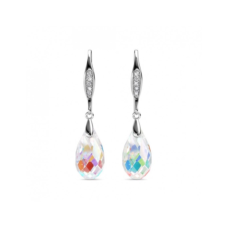 Boucles d'oreilles Droplet Hook - Argenté et Blanc brillant - vue 2