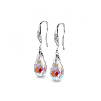 Droplet Hook earrings - Silver and brilliant white