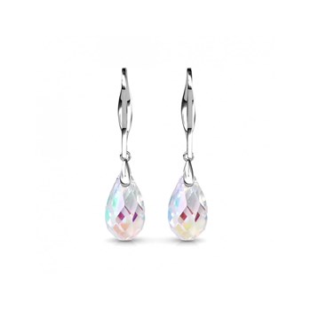 Droplet Hook earrings - Silver and brilliant white