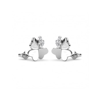 Lucky Clover Earrings - Silver and Crystal