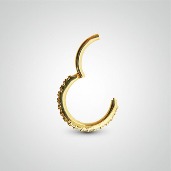 Anneau clicker or jaune et cristaux de Swarovski pour lobe