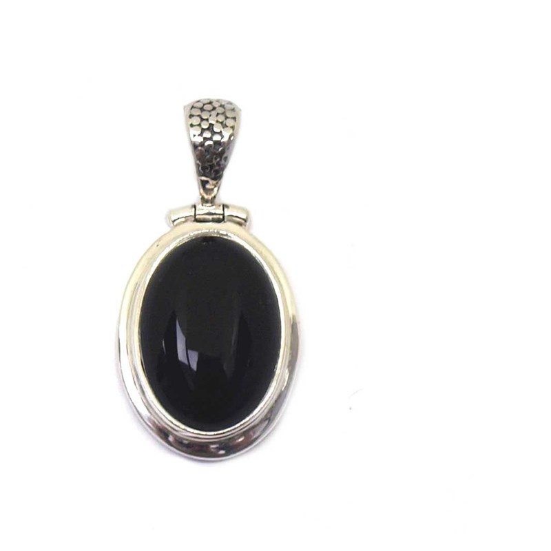 Pendentif argent et agate noire