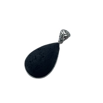 Pendentif forme goutte argent et lave