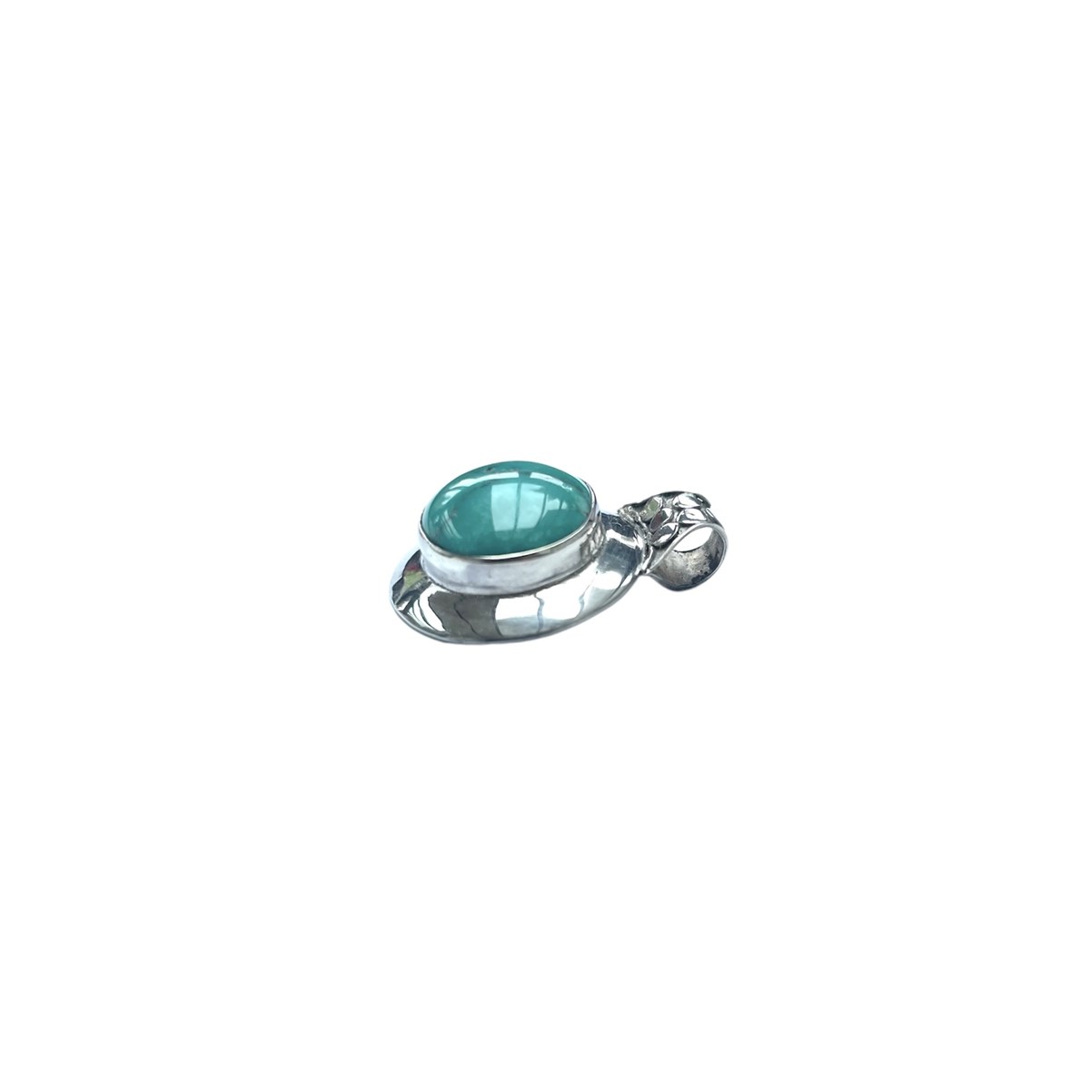 Pendentif rond argent turquoise - vue 3