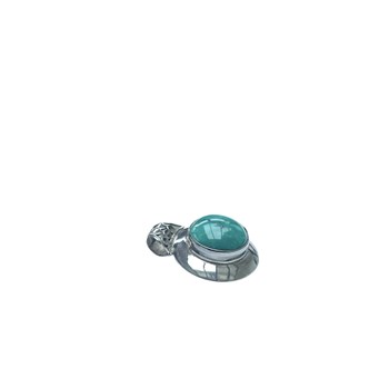 Pendentif rond argent turquoise