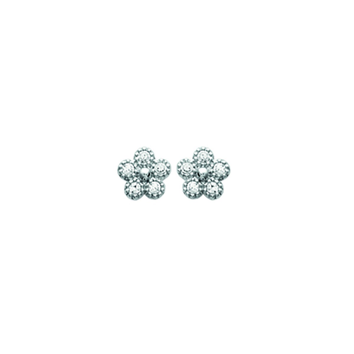 Boucles d'oreilles Brillaxis argent rhodié fleurs OZ