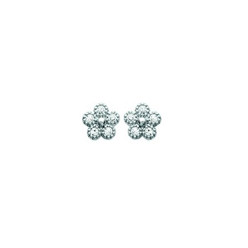 Boucles d'oreilles Brillaxis argent rhodié fleurs OZ
