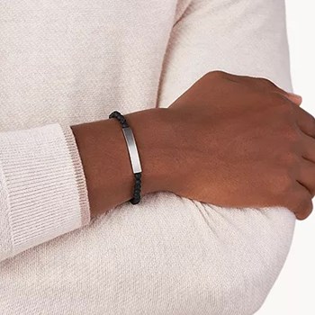 Bracelet Fossil Pierres de lave barrette acier