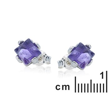 Boucle d'oreille argent 925 Amethyste naturelle