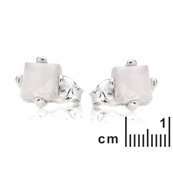 Boucle d'oreille argent 925 Quartz rose naturelle