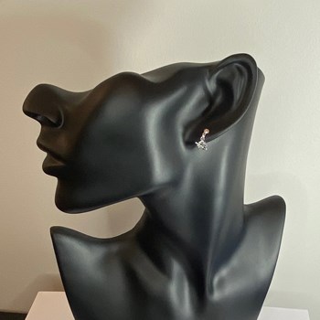 Horseshoe and riding crop dangling earrings - Sterling silver