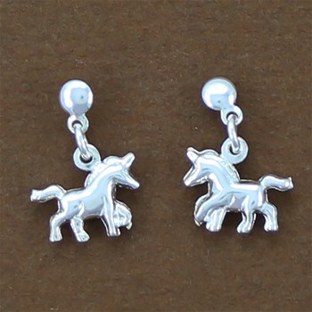 Hanging unicorn earrings - Sterling silver