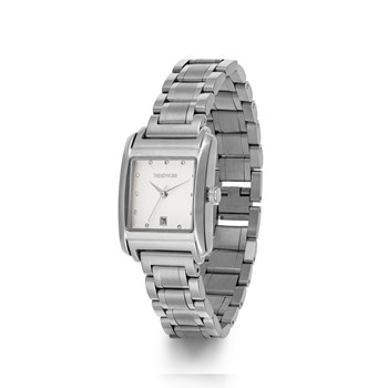 Montre analogique rectangulaire bracelet métal index strass MARGOT