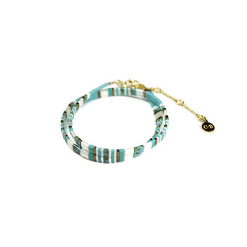 Collier Claire BERTEAU Aqua Perles plates en verre 1