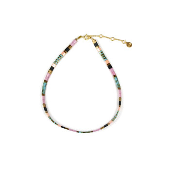 Collier Claire BERTEAU Colorful Perles plates en verre 2