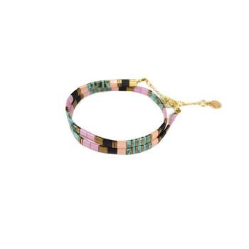Collier Claire BERTEAU Colorful Perles plates en verre 2