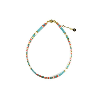 Collier Claire BERTEAU Coral Perles plates en verre 2