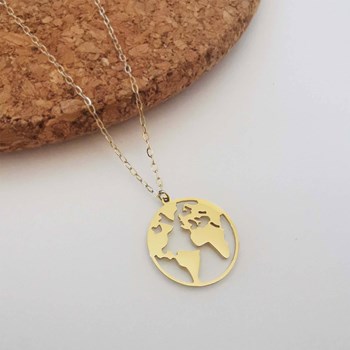 Globe gold-plated steel necklace