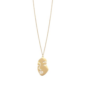 Necklace Face steel gold plated
