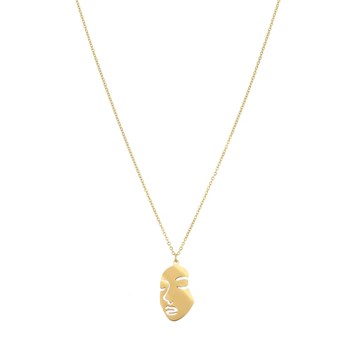 Necklace Face steel gold plated