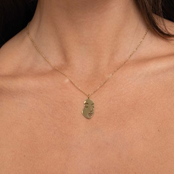 Necklace Face steel gold plated
