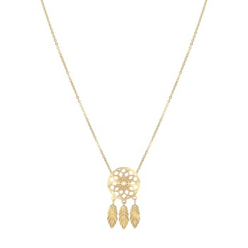 Gold-plated steel dreamcatcher necklace